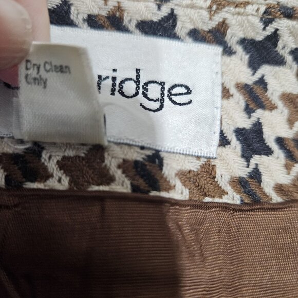 Breckenridge Skirt Womens 6 Brown Black Houndstooth Wool Lined Career Classic - Picture 9 of 10